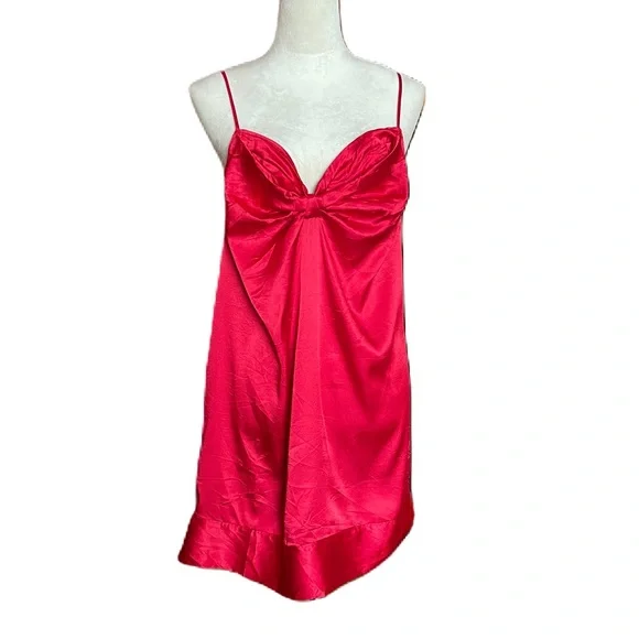 Victoria's Secret | Intimates & Sleepwear | Vintage Y2k Victoria Secret  Angels Red Silky Satin Bow Front Slip Dress Large | Poshmark